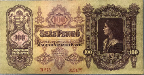 Billete De Hungria Año 1935 100 Pengo Muy Bueno