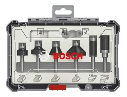 Fresa Jogo P Tupia 6mm 06 Peças 2607.017.468  - Bosch