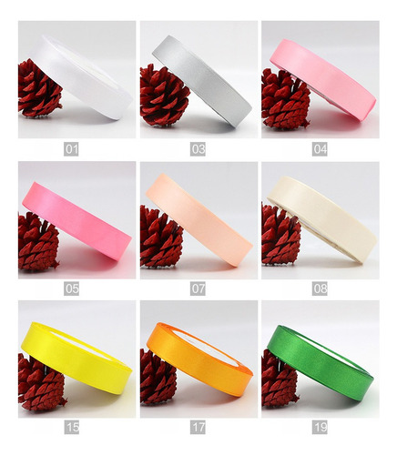 A 10 Rollos De Cinta De 2 Cm X 22 Metros Satinado Colores