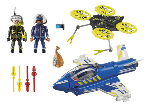 Playmobil Jet De Policía Persecución A Dron +44pcs Y 2 Figs. Jet De Policía