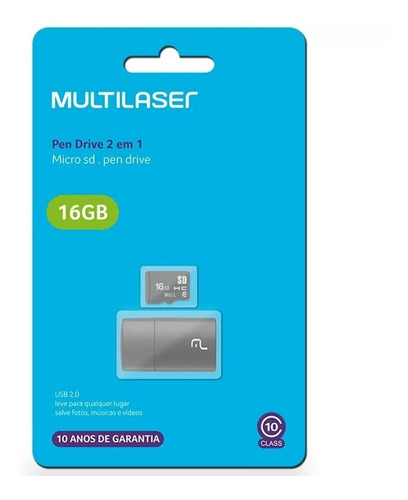 Imagem 5 de 5 de Kit 2 Em 1 Leitor Usb + Cartão De Memória Classe 10 16gb