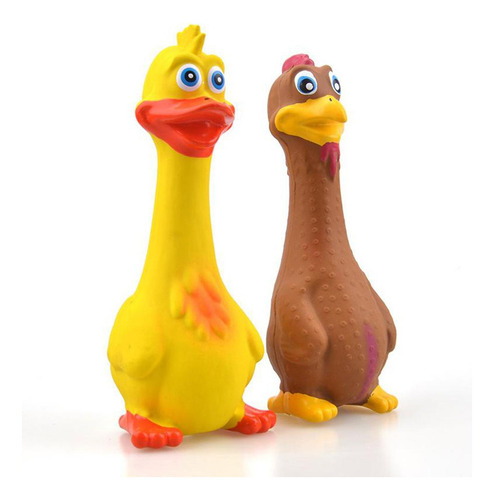 3 Juguetes De Perro De Pollo De Goma Amarillo 19x7cm