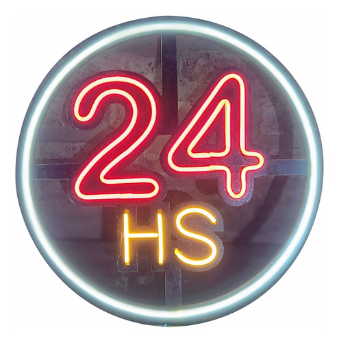Cartel 24hs Led Neon Exterior Ver Video Rojo