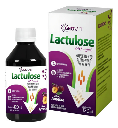 Lactulose 667mg Geovit Sb.ameixa 120ml Kit C/3 Unidades Sabor Ameixa