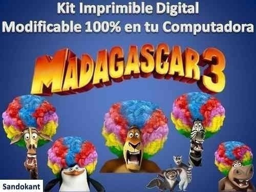 Kit Imprimible   Fiesta De Madagascar 3