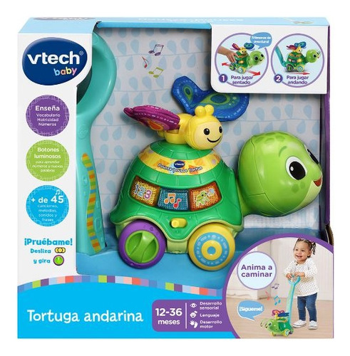 Andador Tortuga Andarina Con Movimiento Luces Vtech Baby Color Verde