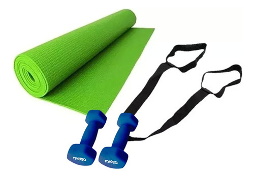 Combo Mat Yoga 4 Mm + Mancuernas Vinilo 1 Kg X2 Uni +regalo 