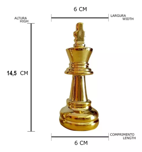 Kit Decoração Xadrez Chess Gold Cavalo Rainha e Rei em Alumínio