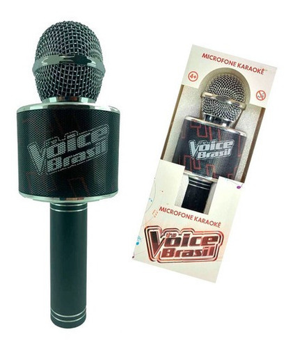 Microfone The Voice Brasil Bateria Recarregavel Muda Voz Eco Cor Preto