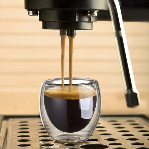 Set 6 Tazas Doble Pared De Vidrio 80ml Café, Ideal Regalo!