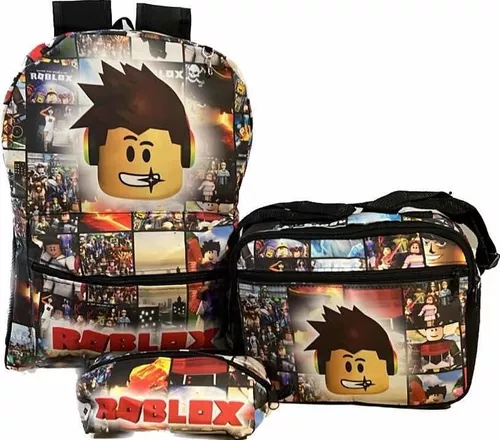 Mochila Escolar Jogo Roblox Costas Kit Lancheira+Estojo - Chic