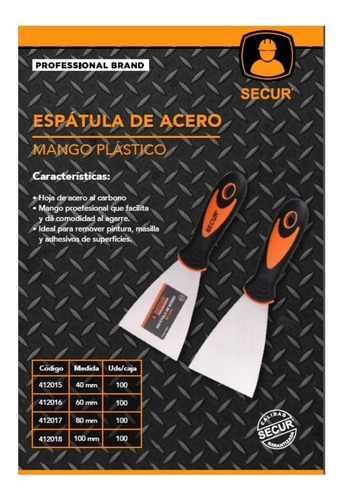 Espatula De Acero 40 Mm - Mango Ergonómico