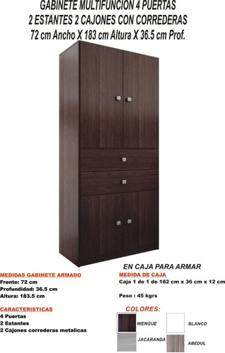 Despensero Organizador Multiuso 4 Puerta 2 Cajones Corredera