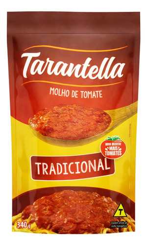 Molho de Tomate Tradicional Tarantella sem glúten em sachê 340 g