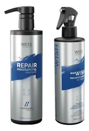 Kit Wess Repair Shampoo 500ml + We Wish Reconstrutor 500ml