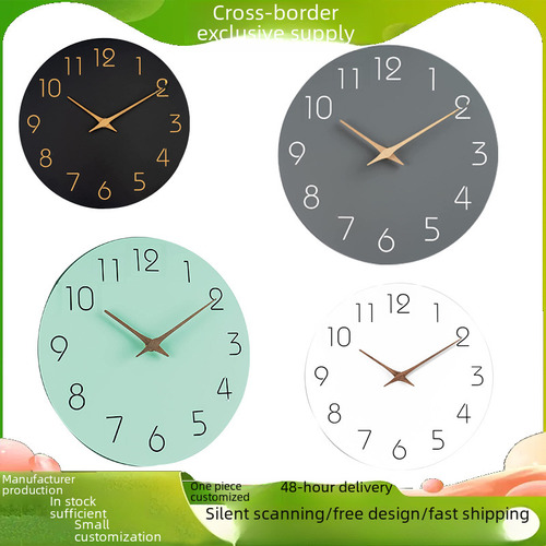 2 #10, Negro Liso, Reloj De Pared Moderno Con 10 Unidades Pa