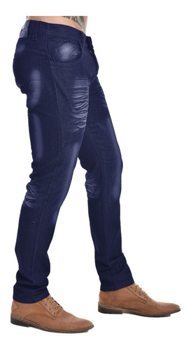 Imagen 2 de 5 de Jean Pantalon Recto Rigido Hombre Negro Azul Localizado