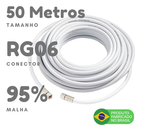 Imagem 5 de 6 de Cabo De Tv Digital Sky Parabolica Oi Net 50 Metros Pronto
