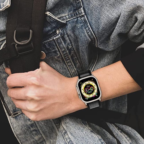 Correa Para Iwatch 42/44/45/49mm Smarttech Nylon Trail Negro Con Gris