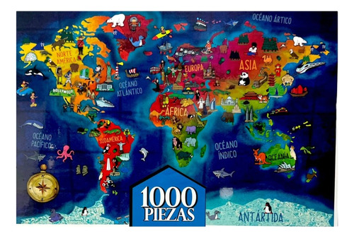 Puzzle Mapa Mundial 1000 Piezas Calidad Ideal Regalo Premium