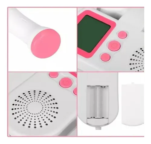 Audífono cardíaco para bebés, monitor de sonar Doppler fetal, color rosa