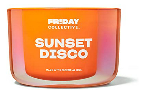 Vela Disco Colectiva De Atardecer, Aroma Cítrico, Aceites Es