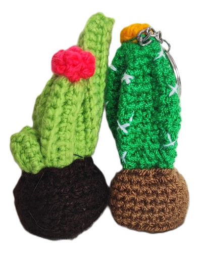 Amigurumi Llavero (crochet) Par Cactus (3) 7cm
