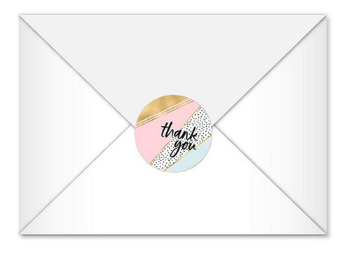 Imagen 3 de 5 de 500/rollo Kraft Thank You Stiers - Etiquetas Adhesivas De Pa