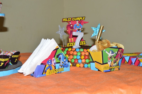 Super Héroes Todos Kit Impreso 15 Niños Personalizado Cumple