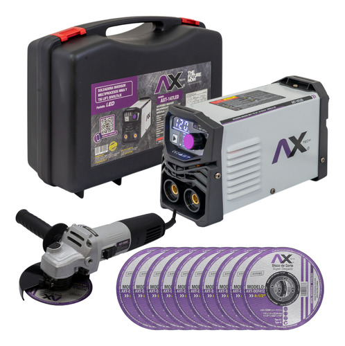 Soldadora Inversor 140a 110/220v Miniesmeril+discos Ax Tech