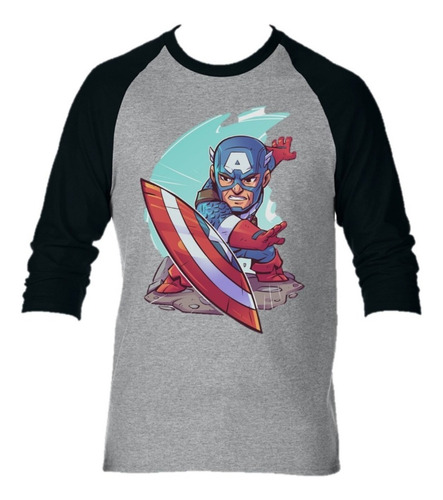 Marvel Ca Comic Shield Camiseta de Manga Larga para Hombre 