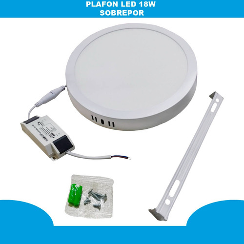 Kit 10 Painel Plafon Led 18w Redondo Sobrepor Branco Frio Branco