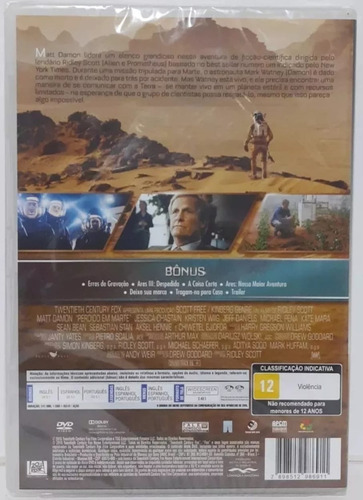 Dvd Perdido Em Marte (matt Damon) Original Novo Lacrado