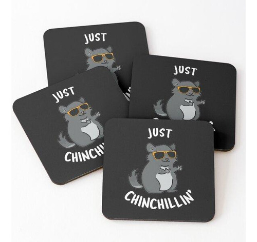 Set Posavasos Just Chin-chillin Funny Chinchilla Puns (bg Os