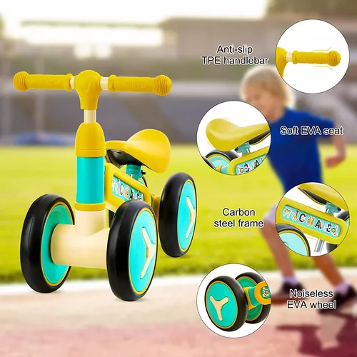 Bicicleta de equilibrio para bebés, bicicleta ajustable para niños de 1 a 3  años, regalos de primer cumpleaños para niños, con 2 calcomanías (verde)