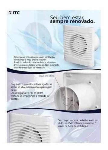 Imagem 5 de 7 de Exaustor De Ambientes Itc 90 Com Válvula Anti Retorno