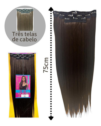 Cabelo Organico Premium Tic Tac 3 Telas Castanho Claro 04