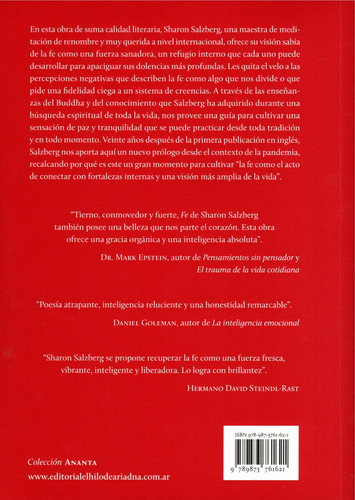 Fé: Confiar en tu experiencia más profunda, de Sharon, Salzberg. Ananta Editorial El Hilo de Ariadna, tapa blanda en español, 2022