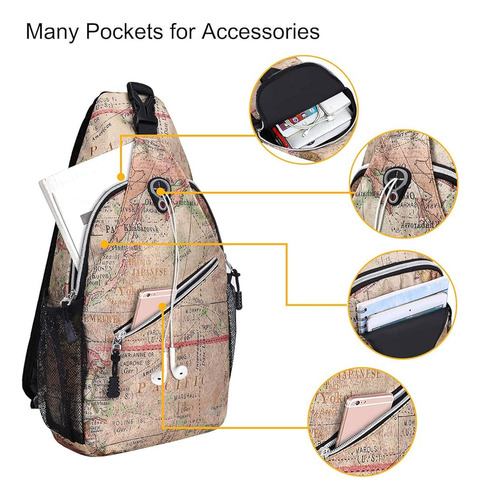 Mosiso Sling Backpack, Travel Hiking Daypack Pattern Rope Cr