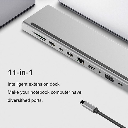 Imagen 5 de 8 de Adaptador Usb Tipo C 11 En 1 Docking Station Macbook / Pc