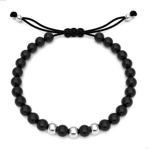 Imagen 2 de 9 de Pulsera Onix Ó Ojo De Tigre Con Plata 925 Ajustable Hombre