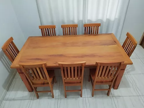 Jogo mesa 8 cadeira madeira