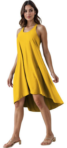 Vestido Escote En V Ruedo Asimétrico Casual De Moda Nisha