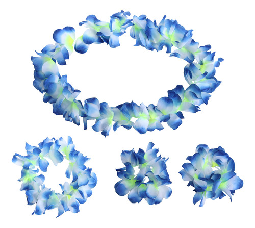 Set De Collares Azules Con Flores Hawaianas Para Obsequios D