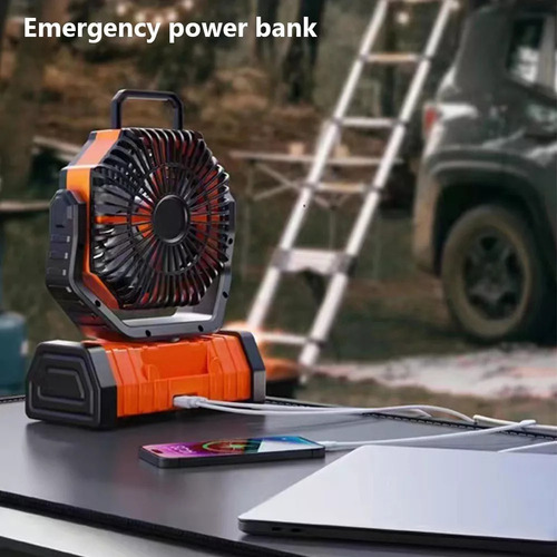 Ventilador De Camping Recargable De 20000 Mah Con Luz Led,