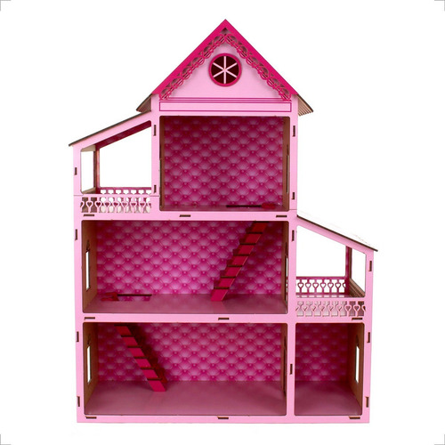 Casinha De Boneca Adesivo + 36 Móveis Montados - MDF Criativa