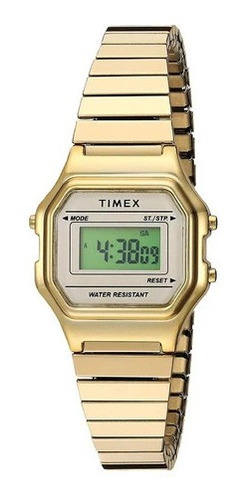 Reloj Mujer Timex Classic Digital Oro En Acero Inox Cronogaf