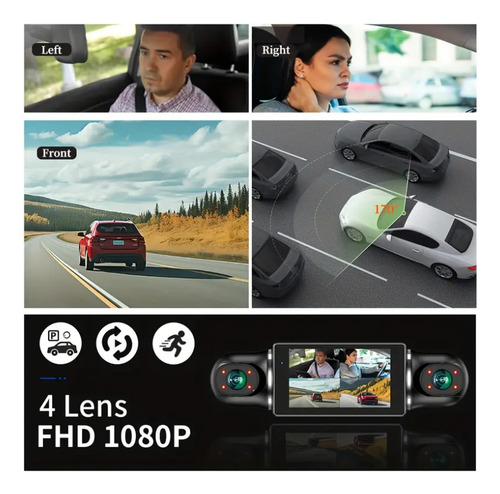 Tluokm 1080p Cámara Para Auto Dash Cam 4 Cámara Gps Wifi 64gb, Grabadora De Video Para Automóvil De 4 Canales 1080p Fhd, Sensor G Y Monitoreo De Estacionamiento
