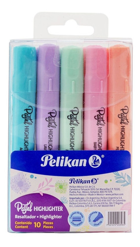 10 Pz Marcatexto 414 Pelikan Colores Pastel