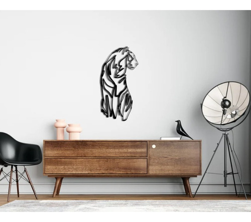 Cuadro Decorativo Tigre De Perfil Animal Salvaje En Madera